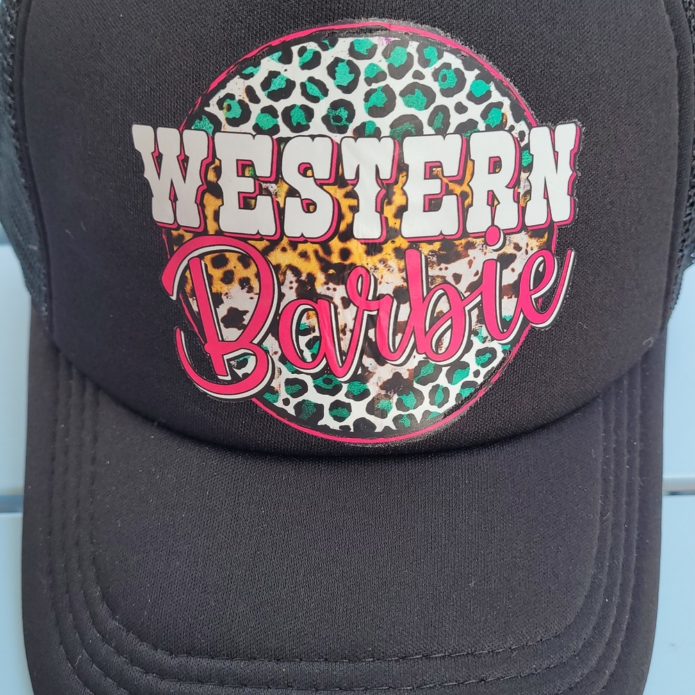 Western Barbie Black Trucker Hat